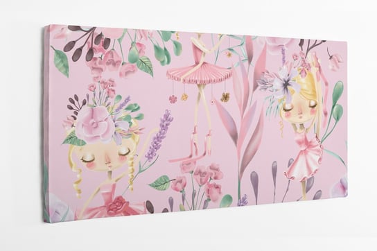 Obraz na płótnie HOMEPRINT, różowy wzór, balerina, baletnica, różowe, dla dziewczynki 120x50 cm HOMEPRINT