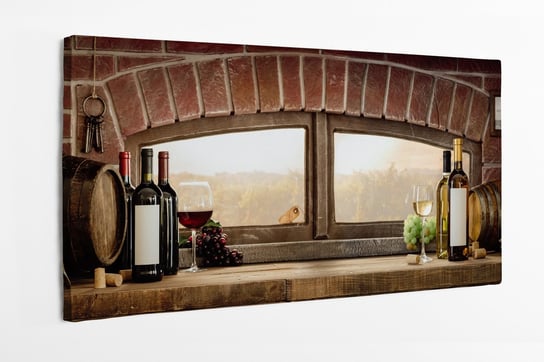 Obraz na płótnie HOMEPRINT, rustykalna piwnica na wsi, wiejska piwnica, wino 140x70 cm HOMEPRINT