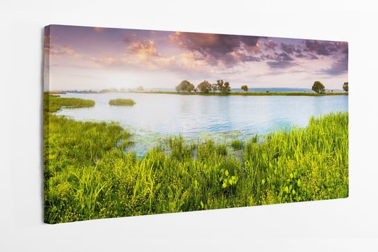 Obraz na płótnie HOMEPRINT, rzeka, trawa, jeziora, natura, Polska 120x50 cm HOMEPRINT