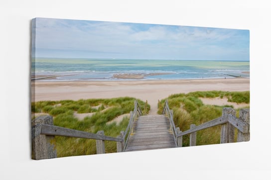 Obraz na płótnie HOMEPRINT, schody na plażę Morza Północnego w Blankenberge, Belgia 100x50 cm HOMEPRINT