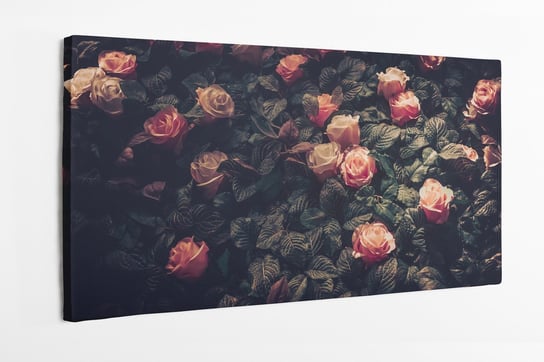 Obraz na płótnie HOMEPRINT, ściana ze sztucznych kwiatów w stylu vintage 100x50 cm HOMEPRINT