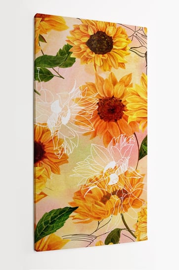 Obraz na płótnie HOMEPRINT, słoneczniki, wzór, kwiaty, jesień 50x100 cm HOMEPRINT