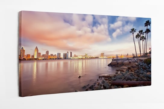 Obraz na płótnie HOMEPRINT, śródmieście, panorama, zachód słońca, miasto, pomarańczowe chmury, San Diego 120x50 cm HOMEPRINT