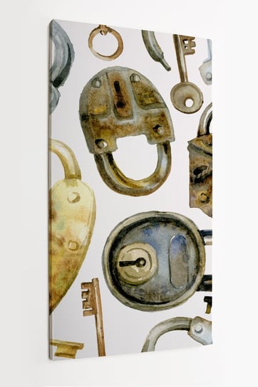 Obraz na płótnie HOMEPRINT, stare kłódki, ilustracja, zamki, antyki 60x120 cm HOMEPRINT