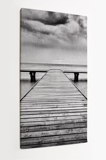 Obraz na płótnie HOMEPRINT, stare molo, molo na morzu, czarno-biały, deszcz 60x120 cm HOMEPRINT