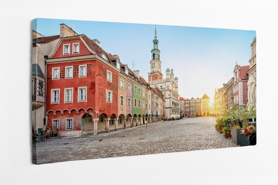 Obraz na płótnie HOMEPRINT, stary rynek z małymi kolorowymi domami i starym ratuszem w Poznaniu, Polska 120x60 cm HOMEPRINT