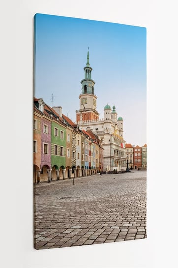Obraz na płótnie HOMEPRINT, stary rynek z małymi kolorowymi domami i starym ratuszem w Poznaniu, Polska 50x100 cm HOMEPRINT