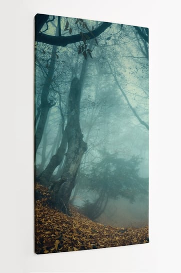 Obraz na płótnie HOMEPRINT, szlak przez tajemniczy, ciemny, stary, las we mgle, mroczna, jesień 50x100 cm HOMEPRINT