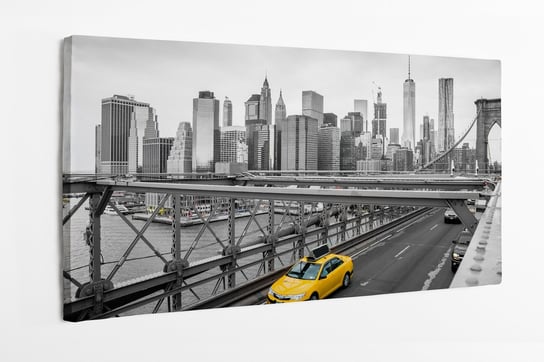 Obraz na płótnie HOMEPRINT, taxi, żółte taxi, most Brooklyński, New York 140x70 cm HOMEPRINT