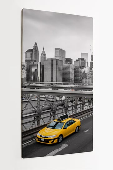 Obraz na płótnie HOMEPRINT, taxi, żółte taxi, most Brooklyński, New York 50x100 cm HOMEPRINT