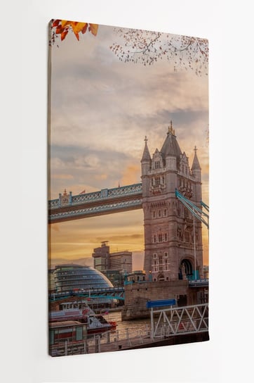 Obraz na płótnie HOMEPRINT, Tower Bridge z jesiennymi liśćmi w Londynie, Anglia, Wielka Brytania 60x120 cm HOMEPRINT
