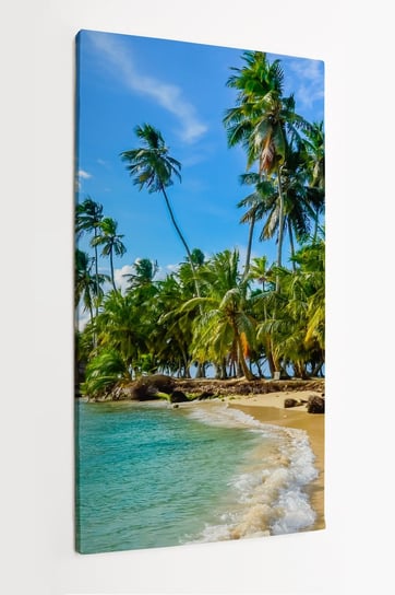 Obraz na płótnie HOMEPRINT, tropikalna wyspa, palmy, plaża, woda, piasek, lato, wakacje 60x120 cm HOMEPRINT