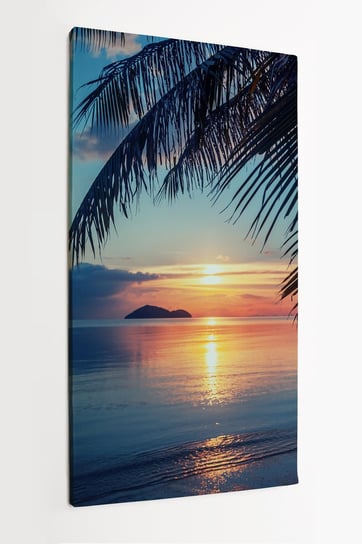 Obraz na płótnie HOMEPRINT, tropikalny zachód słońca, słońce, palmy, piaszczysta plaża 60x120 cm HOMEPRINT