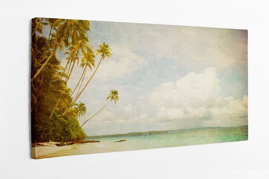Obraz na płótnie HOMEPRINT, tropiki, plaża, wakacje, morze, vinatge, retor, palmy 100x50 cm HOMEPRINT