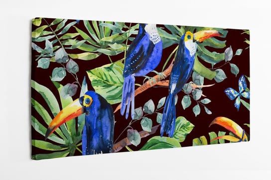 Obraz na płótnie HOMEPRINT, tukan, ptak, egzotyka, akwarele, dzika przyroda 100x50 cm HOMEPRINT
