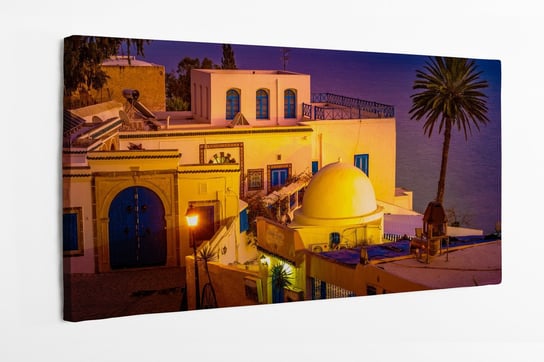 Obraz na płótnie HOMEPRINT, tunezyjska architektura, tradycja, zachód słońca, Sidi Bou Said 120x50 cm HOMEPRINT