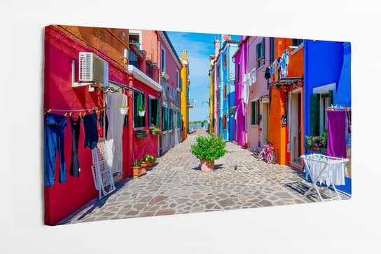 Obraz na płótnie HOMEPRINT, ulica z kolorowymi budynkami na wyspie Burano w Wenecji, Włochy 100x50 cm HOMEPRINT