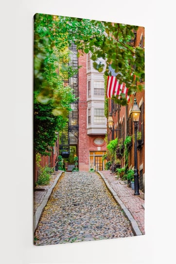 Obraz na płótnie HOMEPRINT, uliczka, czerwona cegła, domy z cegły, Acorn Street, Boston, Massachusetts, USA 60x120 cm HOMEPRINT