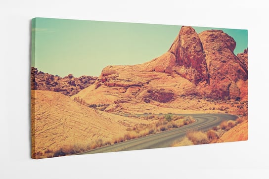 Obraz na płótnie HOMEPRINT, vinage, kręta droga, USA, zachód 100x50 cm HOMEPRINT
