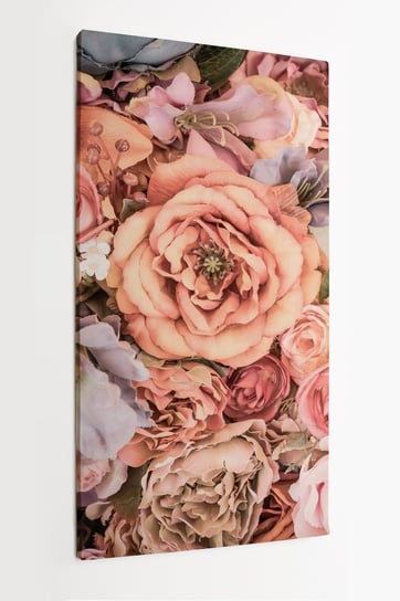 Obraz na płótnie HOMEPRINT, vintage, bukiet kwiatowy, róże z góry 50x100 cm HOMEPRINT