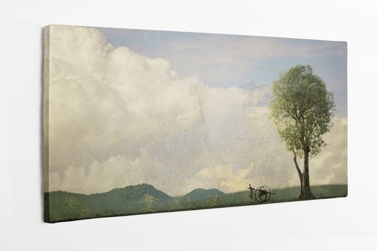 Obraz na płótnie HOMEPRINT, vintage, krajobraz z pojedynczym drzewem i wozem 120x60 cm HOMEPRINT