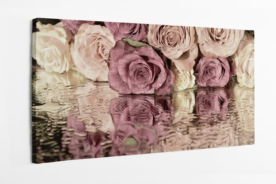 Obraz na płótnie HOMEPRINT, vintage, róże, delikatne róże leżące na ziemi 120x60 cm HOMEPRINT