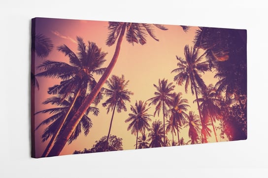 Obraz na płótnie HOMEPRINT, vintage, sylwetki drzew palmowych, zachód słońca, palmy, film 120x50 cm HOMEPRINT