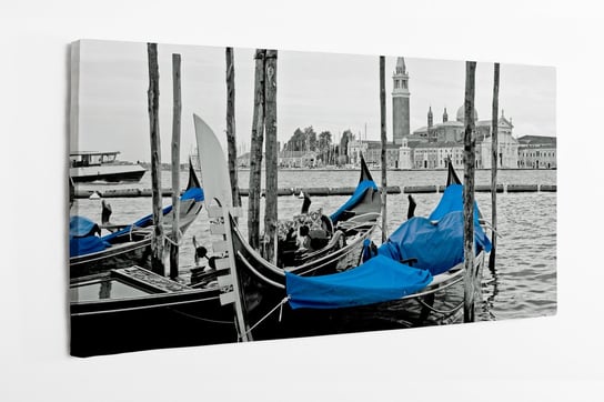 Obraz na płótnie HOMEPRINT, Wenecja, Canal Grande, gondole, czarno - białe 120x60 cm HOMEPRINT