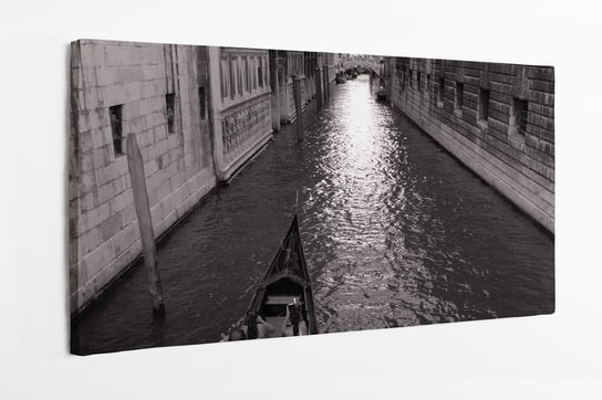 Obraz na płótnie HOMEPRINT, Wenecja, gondola, Włochy, kanał, czarno-białe 140x70 cm HOMEPRINT