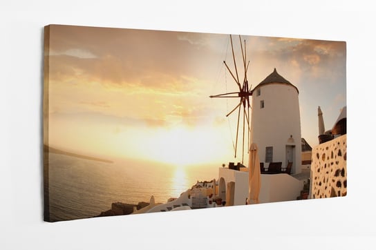 Obraz na płótnie HOMEPRINT, wiatrak na wyspie Santorini, zachód słóńca, Grecja 100x50 cm HOMEPRINT