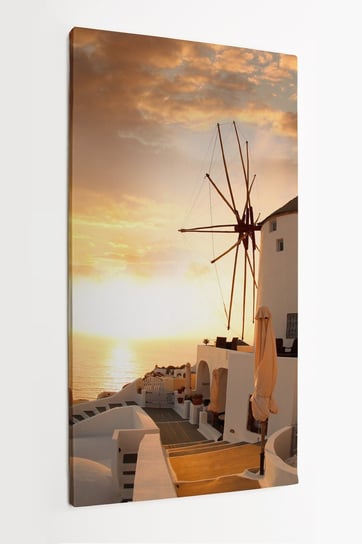 Obraz na płótnie HOMEPRINT, wiatrak na wyspie Santorini, zachód słóńca, Grecja 50x100 cm HOMEPRINT