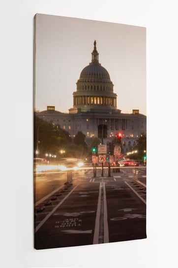 Obraz na płótnie HOMEPRINT, widok miasta o poranku na tle siedziby Kapitol Stanów Zjednoczonych w Waszyngtonie 60x120 cm HOMEPRINT