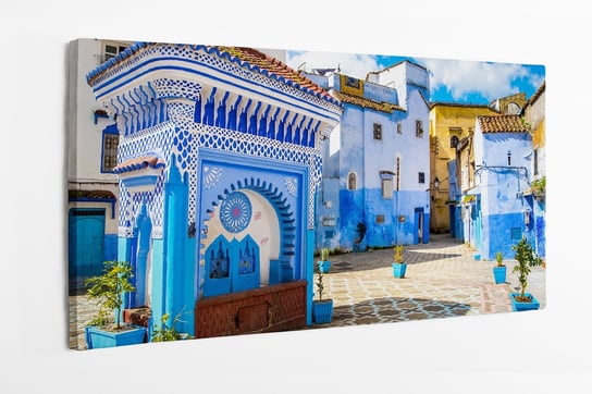 Obraz na płótnie HOMEPRINT, widok na plac w niebieskim mieście Chefchaouen, Maroko 100x50 cm HOMEPRINT