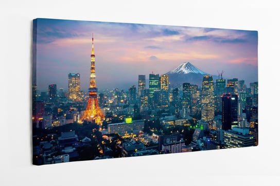 Obraz na płótnie HOMEPRINT widok na Tokyo z górą Fudżi w tle. 100x50 cm HOMEPRINT
