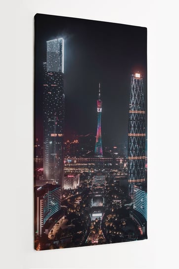 Obraz na płótnie HOMEPRINT, widok z góry w centrum miasta na wieży Canton Tower w Chinach 50x100 cm HOMEPRINT