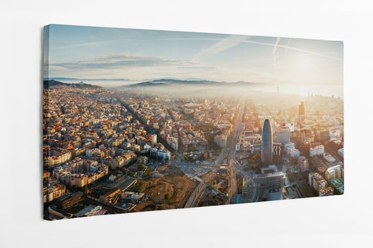 Obraz na płótnie HOMEPRINT, widok z lotu ptaka na panoramę Barcelony 140x70 cm HOMEPRINT
