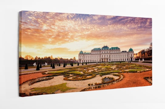 Obraz na płótnie HOMEPRINT, Wiedeń, ogród królewski, pałac górny, zachód słońca 100x50 cm HOMEPRINT