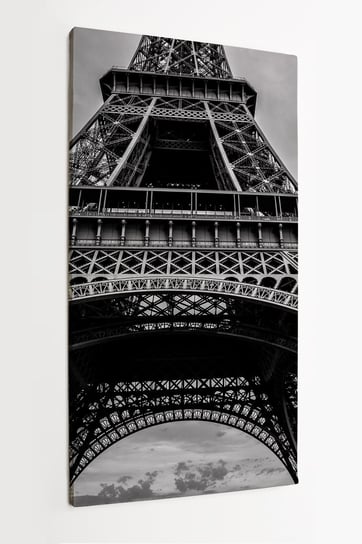 Obraz na płótnie HOMEPRINT, wieża Eiffla, czarno-białe, widok z dołu 50x100 cm HOMEPRINT