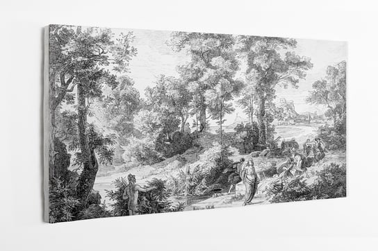 Obraz na płótnie HOMEPRINT, Wiktoriańska rycina przedstawiająca scenę z Odysei Homera, ręcznie rysowane, sztuka 100x50 cm HOMEPRINT