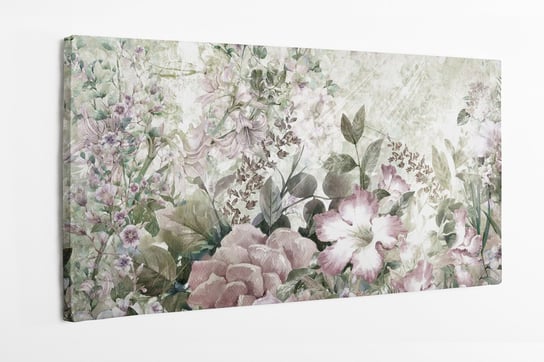 Obraz na płótnie HOMEPRINT, wiosenne kwiaty, łąka, pole, wieś, spokój, wypłowiały kolor 100x50 cm HOMEPRINT