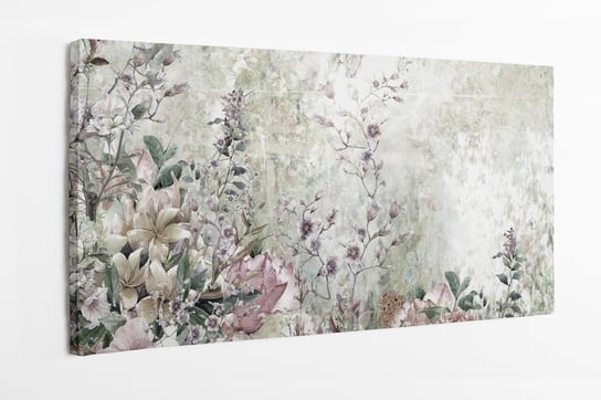 Obraz na płótnie HOMEPRINT, wiosenne kwiaty, łąka, pole, wieś, spokój, wypłowiały kolor 120x50 cm HOMEPRINT