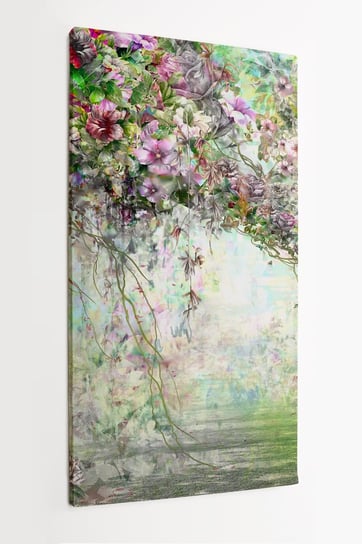Obraz na płótnie HOMEPRINT, wiosenne wielobarwne kwiaty, abstrakcyjne kolorowe, malarstwo akwarelowe 50x100 cm HOMEPRINT