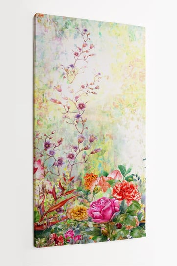 Obraz na płótnie HOMEPRINT, wiosenne wielobarwne kwiaty, łąka, pole, wieś, spokój 50x100 cm HOMEPRINT