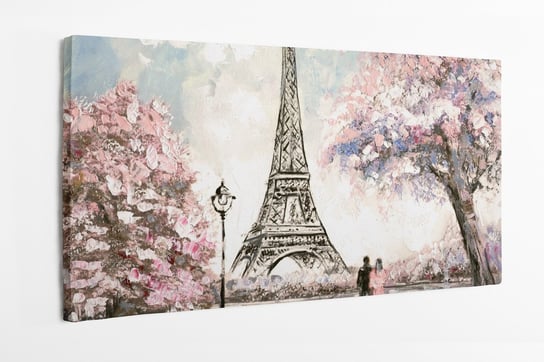 Obraz na płótnie HOMEPRINT, wiosna w Paryżu, Francja, wieża Eiffla, obraz olejny 120x60 cm HOMEPRINT