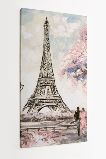 Obraz na płótnie HOMEPRINT, wiosna w Paryżu, Francja, wieża Eiffla, obraz olejny 50x100 cm HOMEPRINT