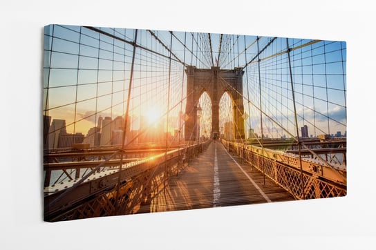 Obraz na płótnie HOMEPRINT, wschód słońca, promienie, Brooklyn most, Most Brookliński, New York, USA 100x50 cm HOMEPRINT