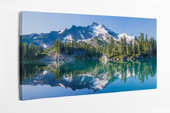Obraz na płótnie HOMEPRINT , wulkaniczna góra, poranek, jezioro, natura, krajobraz 120x50 cm HOMEPRINT