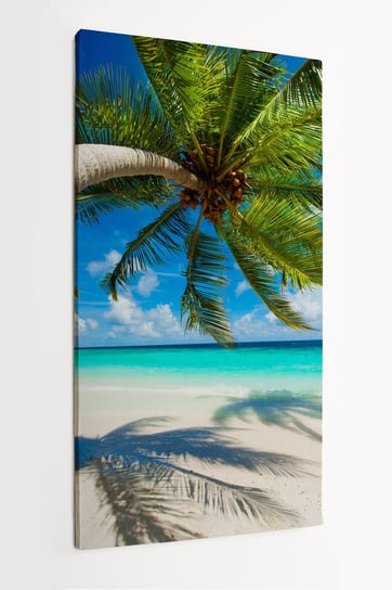 Obraz na płótnie HOMEPRINT, wypoczynek w raju, Malediwy, palma, cień palmy, niebo, piaszczysta plaża 60x120 cm HOMEPRINT