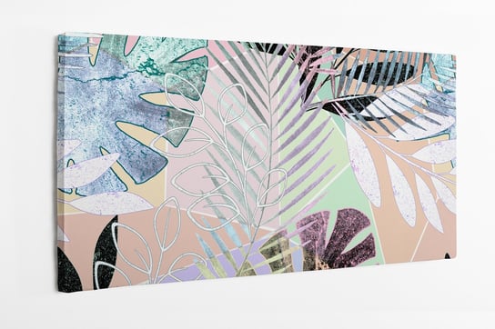 Obraz na płótnie HOMEPRINT, wzór, kolorowe liście, tropikalne liście, abstrakcja kolory, abstrakcyjne 120x60 cm HOMEPRINT