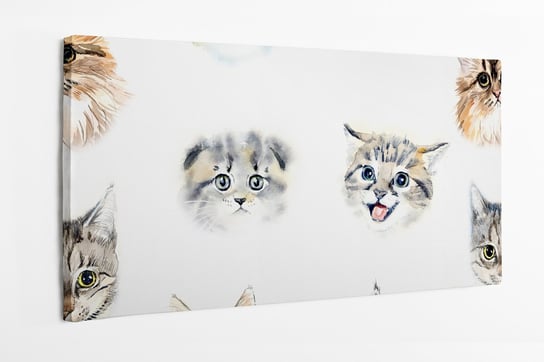 Obraz na płótnie HOMEPRINT, wzór, kotki, koty, akwarele 100x50 cm HOMEPRINT